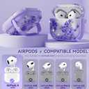 Inesore with Safety Lock for AirPods 4 Case,Clear Floral Cute AirPod 4th Generation Case for Women Girly with Cleaner Kit and Keychain- Purple Bell Flower