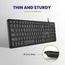 Perixx PERIBOARD-210 US Wired Full-Size USB Keyboard with Quiet Keys for Desktop, Laptop, and Tablet - X Type Scissor Keys - Black - US English (11726)