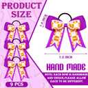 7 x MTLEE 9 Pcs 5.1 Inch Purple Softball Ribbon Hair Bows Elastic Cheer Scrunchies Cheerleader Bows Volleyball Sports Ponytail Holder Sport Hair Accessories for Girl Player
