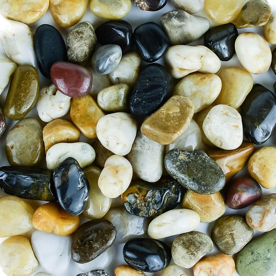 2 lbs Approx. 65 River Rocks Stones for Plants Pebbles for Indoor Plants | Aquarium Fish Tank Rocks | Polished Decorative Rocks for Vases (0.8-1.6 Inches)