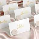 UNIQOOO 24Sets Magnolia Wax Seal Place Card Holders, Champagne Name Card Holders for Wedding Engagement Decor, Tea Party Table Setting, Name Tag, Party Food Labels (24Pcs)