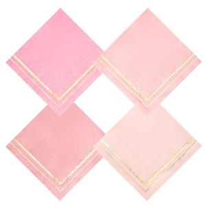 100 Pink Napkins - 4 Assorted Designs l 3-Ply Cocktail Napkins Folded 5 x 5 Inches l Bar Napkins Disposable Party Napkins Paper Napkins Dinner for Wedding Baby Shower Birthday (Assorted Pink)