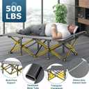 ZENPETIO Camping Cots for Adults, Portable Folding Sleeping Cot with Carry Bag, 1200D Double Layer Oxford Ultra Soft Cot Bed with Mattress, Tent Cot for Travel Office Hospital, Support 500lbs, Gray