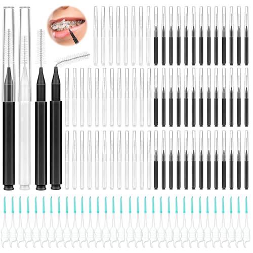 Lezmarket 300PCS Interdental Brushes for Braces, Soft and Bendable Dental Brush for Orthodontic Braces, Braces Cleaner Brush Tooth Pick Teeth Flossers Brushes for Teeth (White and Black)
