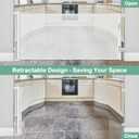 Retractable Dog Gates for Doorways 55 Inch Wide Retractable Baby Gates for Dogs Indoor Pet Barrier for Dogs Mesh Baby Gate No Bottom Bar Outdoor Dog Gate for Deck/Kitchen/Front Porch/Bedroom, White