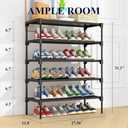 Kitsure Shoe Rack - Non-Woven Shoe Rack Shelf, Shoe Organizer for Closet, Entryway, Garage & Corridor, Stackable Shoe Shelves, 2X-Large, Black (27.5" Wide - 5 Tier)