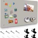 Magnetic Board,17.5" x 11.4" Magnet Bulletin Board to Display Magnetic Notes, Poetry, Photos, Suitable for Wall, Refrigerator, Cabinet etc, Come with 4 Pcs Dual Lock Tape and Screws (Gray)