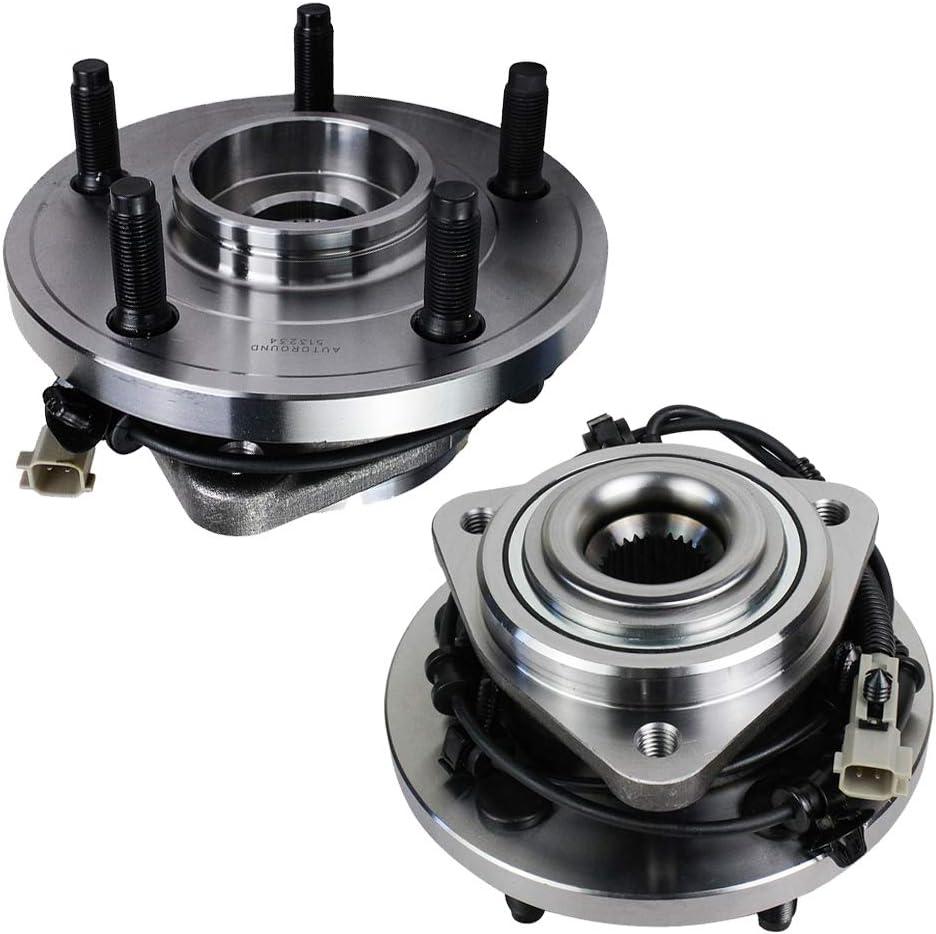 Autoround 513234 Pair Front Wheel Hub and Bearing Assembly Fit for Jeep Grand Cherokee Commander 2005 2006 2007 2008 2009 2010 5 Lug w/ABS, Set of 2
