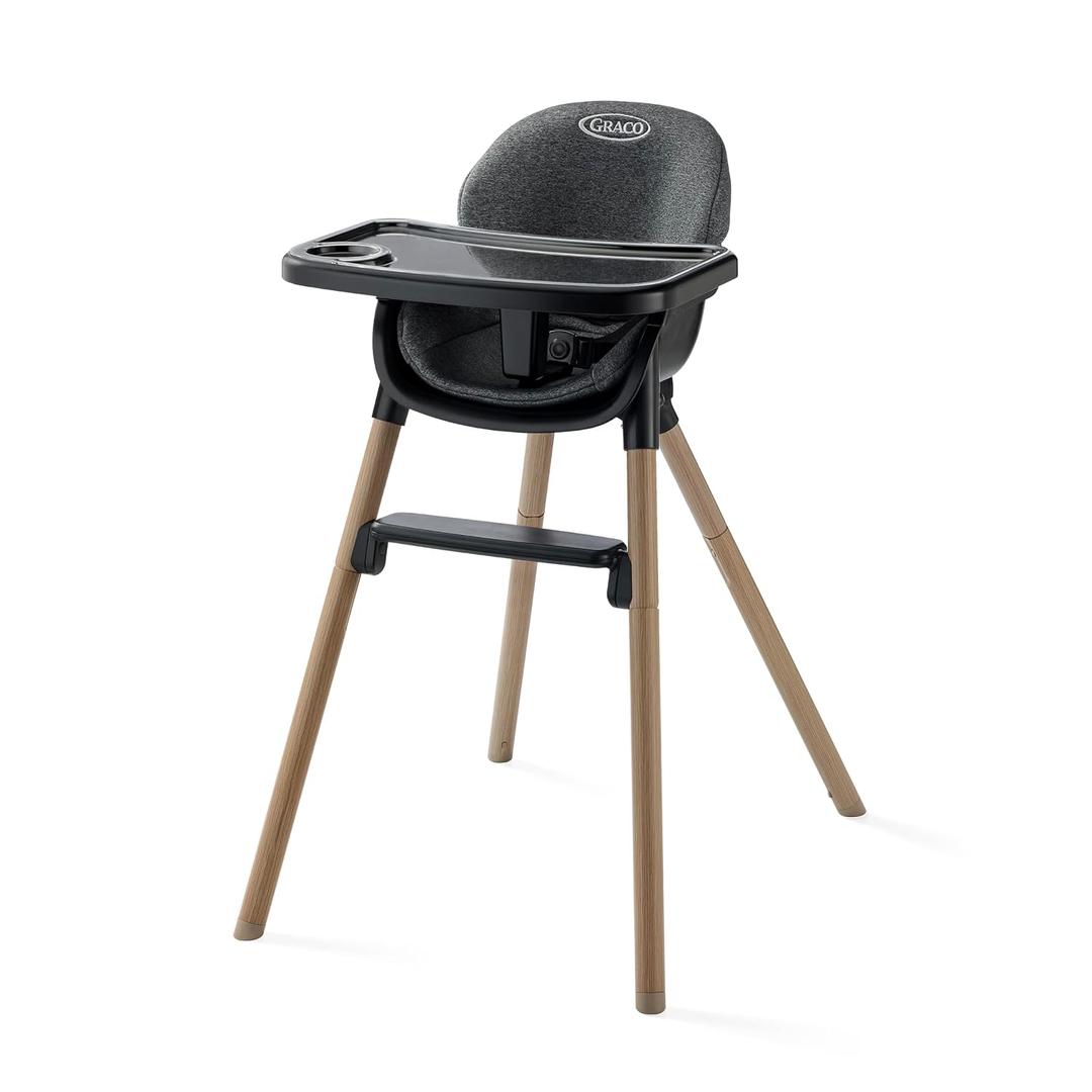 Graco Ready2Dine DLX 4-in-1 Highchair, Portable High Chair with 4 Growing Stages, Foldable Baby High Chair, Toddler Feeding Seat, Youth Stool, and Big Kid Seat, Hazen