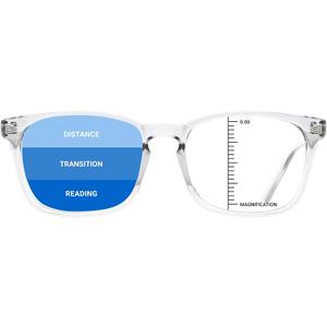 TIJN Progressive Multifocus Reading Glasses for Women Anti Blue Light Blocking Readers Vintage Square Nerd Eyeglasses (02-transparent)
