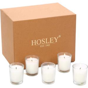 Hosley's Set of 72 Ivory Unscented Glass Filled Votive Candles, Hand Poured Wax Candle Ideal Gifts for Aromatherapy Spa Weddings Birthdays Holidays Party