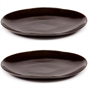 Dark Brown Dinner Plates | La Mre tableware by Marie Michielssen | Dishes Set for 2 | Stoneware Microwave Safe Plates | Dish Set | Farmhouse Kitchen and Dinnerware Sets
