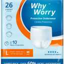 WhyWorry Incontinence Underwear for Women and Men, Disposable Adult Pull Ups with Overnight Absorbency, Leakproof, Unisex, Large, 26 Count