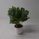 Briful 18'' Tall Artificial Monstera Plant for Home Decor - Indoor Potted Faux Greenery in White Pot for Bathroom Kitchen Decorations