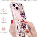 Hungo Compatible with iPhone 15 Case for Women Floral Flower Clear Design Cute,Girly Girls Flower Case Compatible with Phone 15 Pink Rose