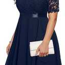 Plus Size Wedding Guest Midi Dresses Semi Formal Black Funeral Cocktail Party Summer Elegant Lace Graduation Mother 22W