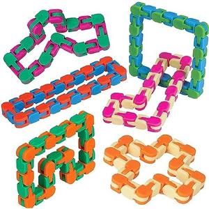 Neliblu Wacky Tracks 6 Pack Sensory Fidget Toys Snap and Click Fidget Cube Puzzles Bulk - ADHD, Autism, Stress Relief Therapy - Fidget Toys for Sensory Kids, Keeps Fingers Busy and Minds Focused