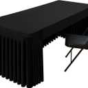 Smiry Spandex Open Back Tablecloth,Elastic Fitted Stretch Tablecloth for 6FT Rectangle Tables,Waterproof Washable Table Cover Skirt for Outdoor, Wedding, Banquet & Parties (Black, 72Lx30Wx30H Inch)