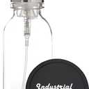 Clear Glass Soap Dispenser with Chrome Metal Pump - Wide Mouth 16oz Glass Bottle Includes Non Slip Bottom and Counter top Protector. (Clear/Chrome)