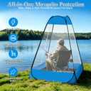 Pop Up Mosquito Net Tent for Chair with Stakes, One Person Pop Up Tent with 360° Mesh, Portable Personal Mosquito Net Shelter for Fishing, Backyard, Camping Outdoor Use, Not Included Chair (Blue)