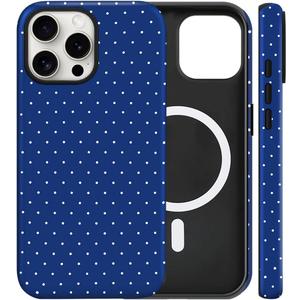 Magnetic for iPhone 13 Pro Case Cute Polka Dot Phone Case, Shockproof Slim TPU and Hard PC Protective Phone Cover Compatible with MagSafe Designed for Women Girls, Blue