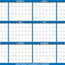 36" x 54" SwiftGlimpse 2026 Wall Calendar Erasable Large Wet & Dry Erase Laminated 12 Month Annual Yearly Wall Planner, Horizontal, Navy