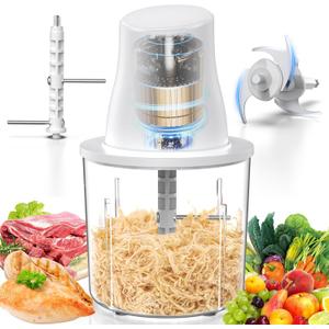 Electric Chicken Shredder Tool: 250W Multifunctional Press-to-Operate Meat Shredder Tool with Large Capacity - Meat Grinder for Chicken Breast, Meats, Fruits, Vegetables, Nuts (White)