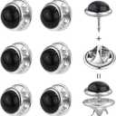 6 Pcs 10mm/0.39" Mini No Sew Black Buttons Brooch Pins Cover up Buttons Fasteners Detachable Reusable Multi-Purpose for Clothes(Black)