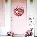 Idyllic 18 Inch Valentines Day Wreath for Front Door, Heart Ribbon Mesh Wreath for Wedding Decor, XOXO Signed Wreath for Indoor and Outdoor (Pink)