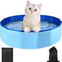 Enenes Foldable Dog Pool 24x8 Inch Portable PVC Pet Swimming Pool & Bath Tub with Drawstring Storage Bag Collapsible Ball Pit for Indoor/Outdoor Use, Puppy Bath Tub for Dogs, Cats, Puppies