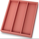 Pack Of 2 Fibogollo Silverware Organizer Bamboo Kitchen Drawer Organizer, Flatware Organizer Tray for Kitchen, Flatware, Utensils（Orange）