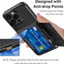 2 x Flip Wallet for iPhone 16 Pro Case Credit Cards Holder, iPhone 16 Pro Case ID Card Slot Cash Pocket Phone Cases Protective Shockproof Anti-Scratch Women Men Cover for iPhone 16 Pro 6.3 inch Black