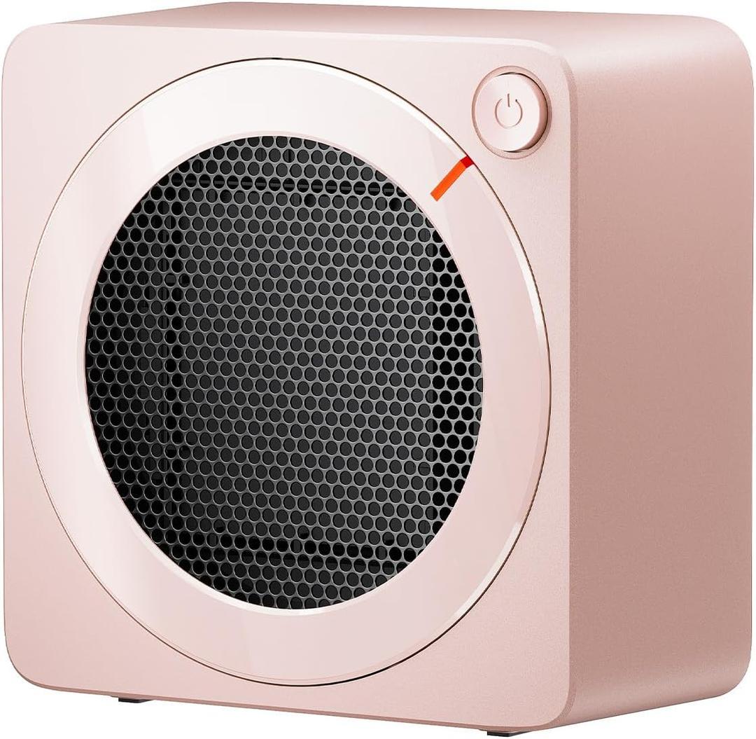 Gaiatop Mini Space Heater, Lightweight PTC Ceramic Fast Heating 500W Energy Efficient for Indoor Use, Overheating & 45 Tip-Over Protection, Portable Desk Electric Heaters for Office Home Pink