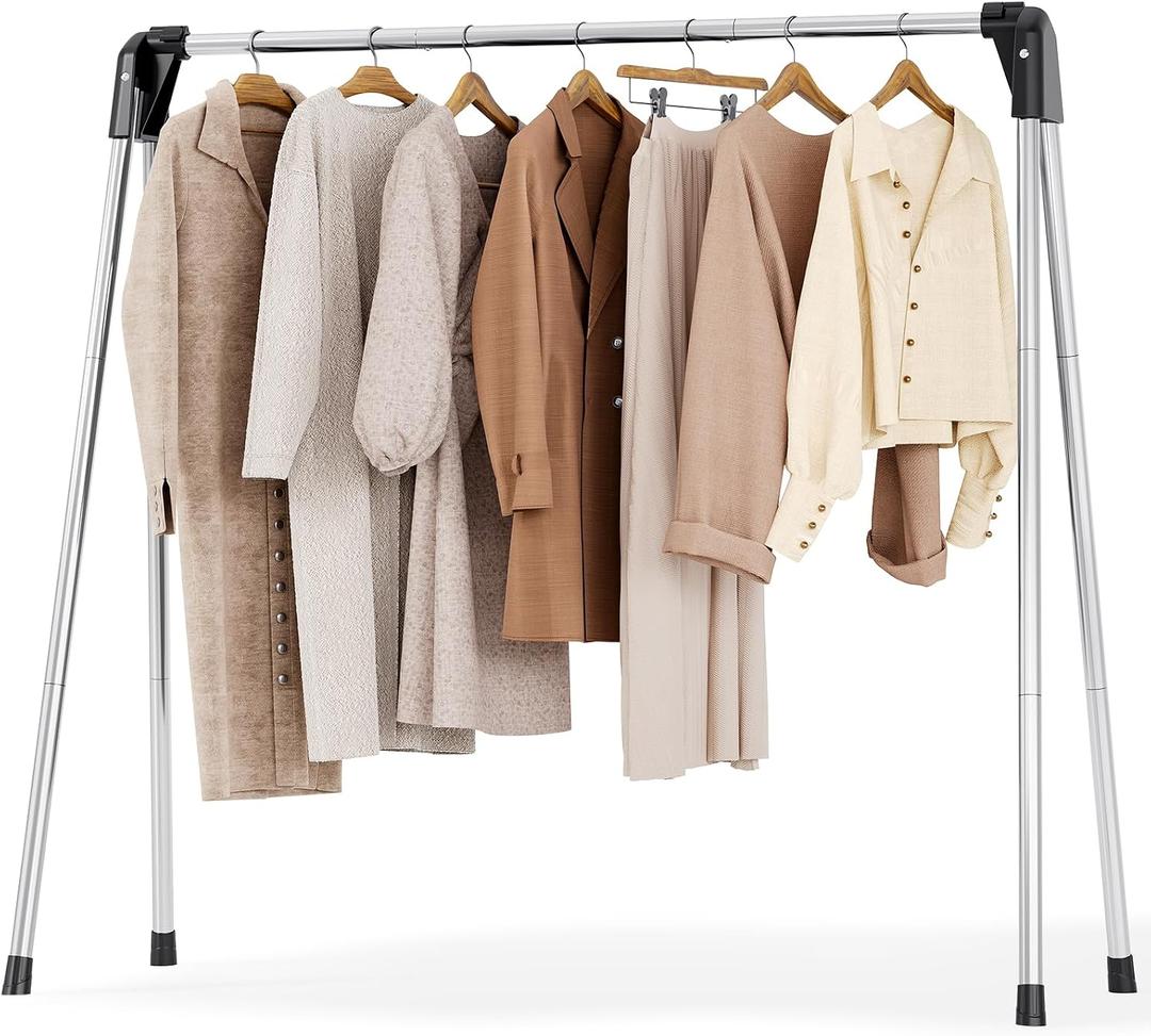 APEXCHASER Clothes Drying Rack Foldable, Stainless Steel Laundry Drying Rack Collapsible, Clothes Hanger for Sweater Baby Clothes Towel for Indoor & Outdoor, Portable Clothes Airer for Travel, 48 inch New