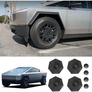 4PCS Full Coverage Wheel Center Hub Caps for Tesla Cybertruck 2024 Accessories - Black Easy to Install, Rust Resistant, Reduce Drag