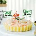 2 x ZXvZYT 2025 Graduation Cupcake Toppers Small Mini 2025 Graduation Cap Toothpick Stick Flags - Diploma Grad Theme Party Cake Cocktail Fruit Decoration(Green 100 Pcs)