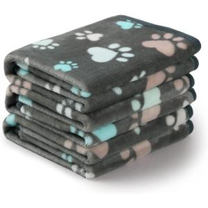 Luciphia 1 Pack 3 Blankets Fluffy Premium Fleece Pet Blanket Flannel Paw Printed Throw for Dog Cat(Small 23x16'', Grey)