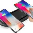 30W Fast Wireless Charger, Vchiming 2 in 1 Wireless Charging Pad, Dual 15W Wireless Charging Station for Galaxy iPhone AirPods Type C Cable Included, Black