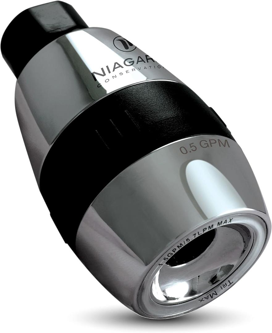 Niagara Conservation N2615CH Tri-Max 1-Spray with 0.5-1.5 GPM 2-in. Wall Mount Adjustable Fixed Shower Head in Chrome, 1-Pack | Bathroom Shower Head Sprayer with Pressure Compensation