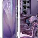 GVIEWIN for Samsung Galaxy S26 Ultra Case with Slide Camera Cover, [Screen Protector] [Shockproof Military Grade Drop Protection] Marble Slim Fit Hard PC Phone Cover S26 Ultra 6.9" 2026 (Quicksand)