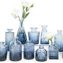 SUPMIND Glass Bud Vase Set of 12, Small Blue Flower Vases for Centerpieces in Bulk, Mini Vintage Vase for Wedding, Home,Table Decoration