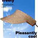 Straw Sun Visors & Hats for Women - Packable Beach Hats, Handmade, Sun Protection (Beige)