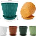 YNNICO 4 inch Plant Pots, 6 Pack Flower Pots Outdoor Indoor, Planters with Drainage Holes and Tray Saucers-Multicolor