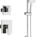 Shower System with Tub Spout - 6 Inches Rain Shower Heads with Handheld Spray Combo Set, Bathtub Shower Faucet Set with Slide Bar (Shower Valve and Diverter Included), Chrome