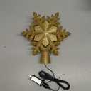 Christmas Tree Topper Lighted with 6 Projection Slides, PliMook Snowflake Christmas Tree Topper LED Rotating 3D Lighted Tree Toppers Glitter Tree Topper Projector for Christmas Tree(Gold)