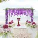 Sggvecsy 6Pcs Wisteria Garland Artificial Flowers Garland Fake Hanging Wisteria Vines Rattan Silk Hanging Flower Vines for Home Garden Outdoor Wedding Arch Party Ceremony Total 35.4Ft (Purple), 6.2FT