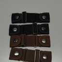 2 Pack No Buckle Belts for Men Women - Elastic Stretch Adjustable Invisible Side Belt Fits 1.5 Inch Loops (Black+Black+Coffee+Coffee)