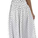 Milumia Women's Polka Dots Strapless Ruched Maxi Dress Ruffle A Line Summer Dresses Sundress (White, L)