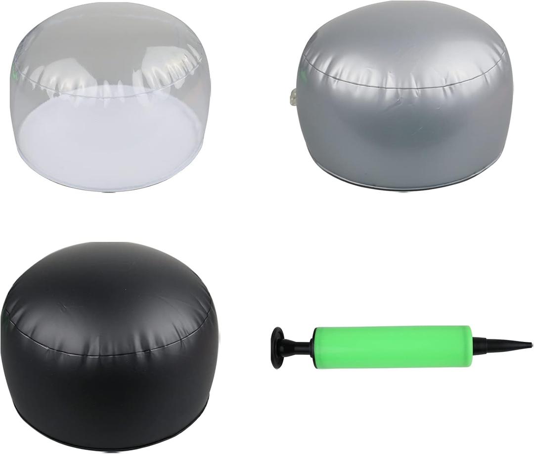 3 Pack Clear Inflatable Tabletop Display Stand Hat Rack Portable Hat Holder For Multiple Wigs Hats, Helmet, and Cap (Grey, Black, Transparent)