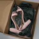 DREAM PAIRS Women's Chunk Low Heel Pump Sandals (8, Pink)